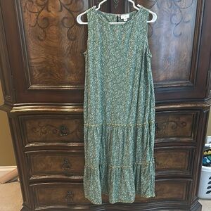J Jill Green Sleeveless Floral Dress